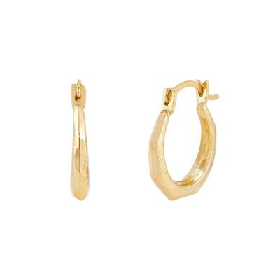 Small Textured Hoop Earrings in 14K Yellow Gold