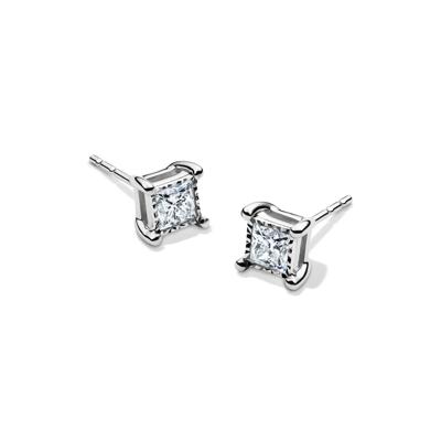 Lab Grown Princess-Cut Diamond Illusion Stud Earrings in 10K White Gold (1/2 ct. tw.)
