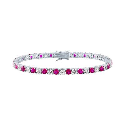 Lab-Created Ruby & White Sapphire Bracelet in Sterling Silver