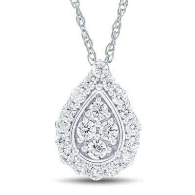 Lab Grown Diamond Pear-Shaped Cluster Pendant in 10K White Gold (1/2 ct. tw.)