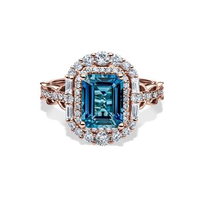 Olivia London Blue Topaz & Diamond Engagement Ring in 14K rose gold (7/8 ct. tw.)