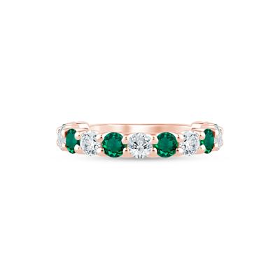 Lab Grown Diamond and Lab-Created Emerald Anniversary Band in 14K Rose Gold (1 ct. tw.)