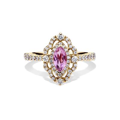 Margaux Rose de France Amethyst Engagement Ring with Diamonds in 14K Yellow Gold (3/4 ct. tw.)