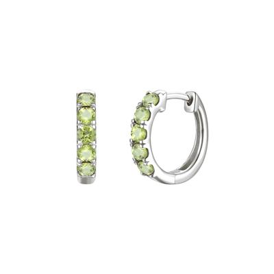 Peridot Hoop Earrings in 10K White Gold