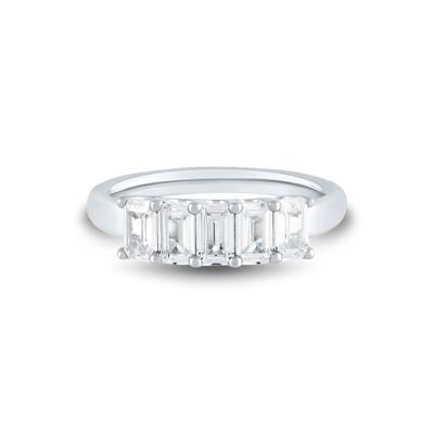 Lab Grown Diamond Five-Stone Emerald-Cut Band in 14K White Gold (1 ½ ct. tw.)