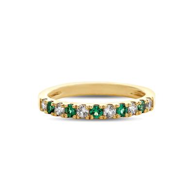 Emerald & 1/4 ct. tw. Diamond Band in 10K Yellow Gold