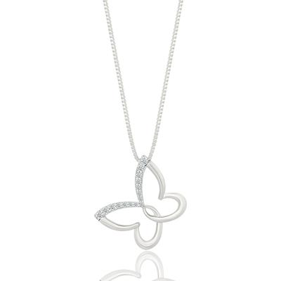Diamond Accent Butterfly Pendant in Sterling Silver