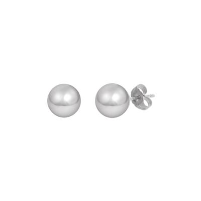Polished Ball Stud Earrings in 14K White Gold, 8MM
