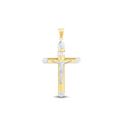 Two-Tone Crucifix Pendant in 10K Yellow and White Gold