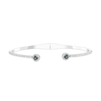 Lab-Created Alexandrite & Lab-Created White Sapphire Bangle Bracelet in Sterling Silver