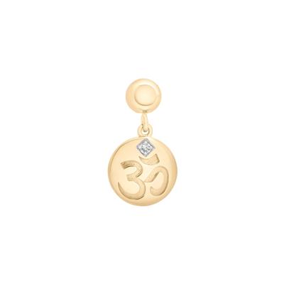 Diamond Accent Om Disc Bead Charm in Vermeil