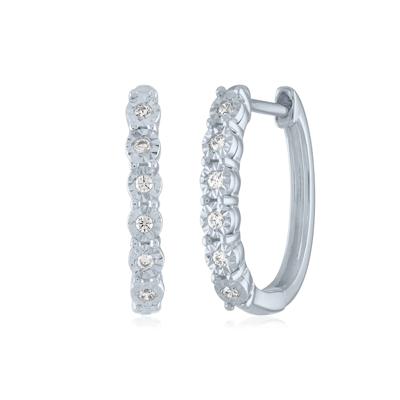 Diamond Accent Hoop Earrings in Sterling Silver