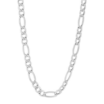 Hollow Figaro Chain in 14K White Gold, 7MM, 22"