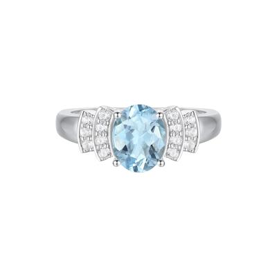 Aquamarine and Diamond Ring in 14K White Gold (1/5 ct. tw.)