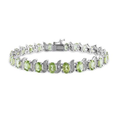Peridot & Diamond Accent Bracelet in Sterling Silver