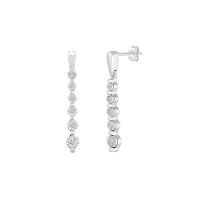 Diamond Linear Drop Earrings with Illusion Settings in 10K White Gold (1/7 ct. tw.)