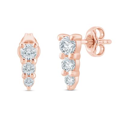 Graduated Diamond Earrings in 10K Rose Gold (1/4 ct. tw.)