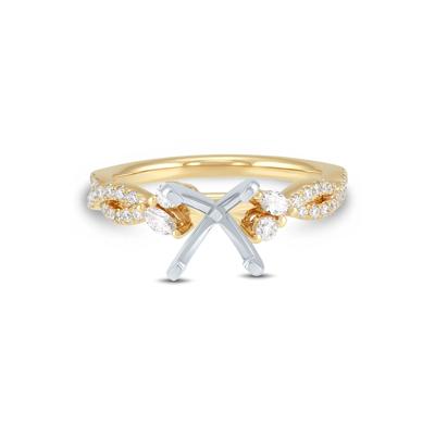 Lab Grown Diamond Marquise and Round Semi-Mount in 14K Yellow & White (3/8 ct. tw.) (Setting Only)
