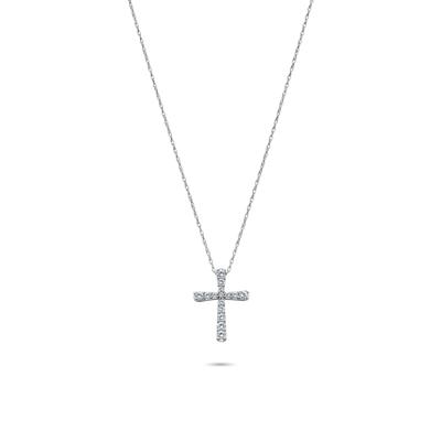 Diamond Flared Cross Pendant in 10K White Gold (1/4 ct. tw.)