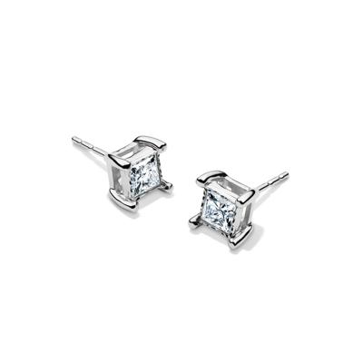 Lab Grown Princess-Cut Diamond Illusion Stud Earrings in 10K White Gold (3/4 ct. tw.)
