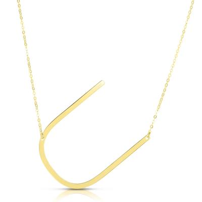 "U" Initial Necklace in 14K Yellow Gold