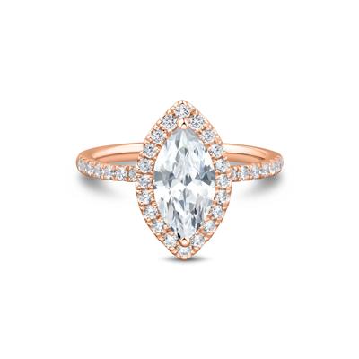 Lab Grown Diamond Marquise-Cut Halo Engagement Ring in 14K Rose Gold (2 ct. tw.)