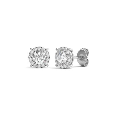 Lab Grown Diamond Round Halo Earrings in 14K White Gold (1 ct. tw.)