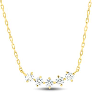 Lab Grown Diamond Five-Stone Necklace in 10K Yellow Gold (1/5 ct. tw.)