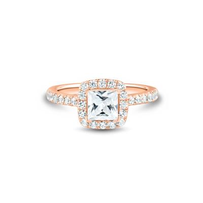 Lab Grown Diamond Princess-Cut Halo Engagement Ring in 14K Rose Gold (1 1/2 ct. tw.)