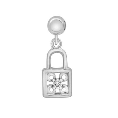 Diamond Accent Padlock Bead Charm in Sterling Silver