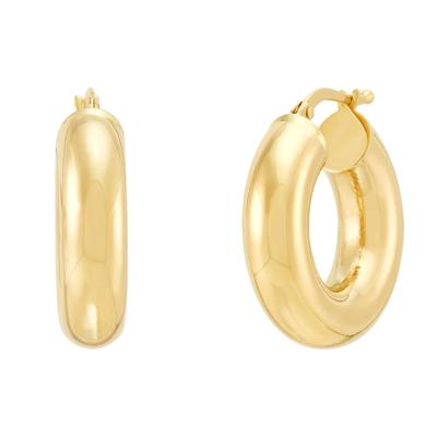 Round Tube Hoop Earrings in 14K Yellow Gold, 21MM