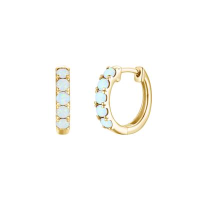 Opal Hoop Earrings in 10K Yellow Gold