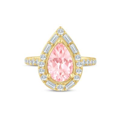 Colette Lab Grown Diamond Pink Pear-Shaped Halo Engagement Ring in 14K Yellow Gold (2 ct. tw.)