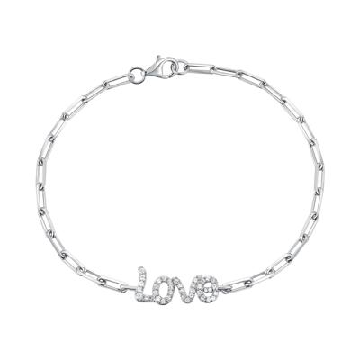 Diamond Love Paperclip Chain Bracelet in Sterling Silver (1/4 ct. tw.)