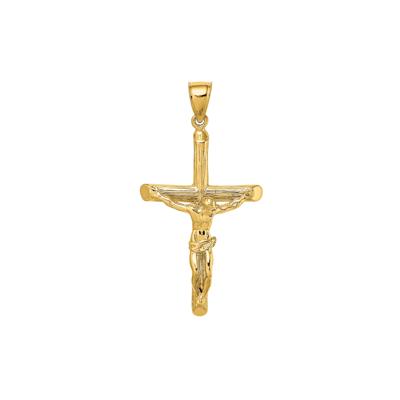 Textured Crucifix Pendant in 14K Yellow Gold