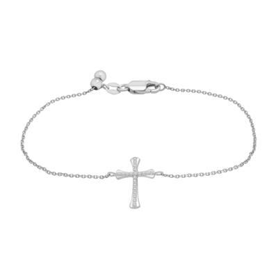 Lab-Created White Sapphire Cross Bracelet in Sterling Silver