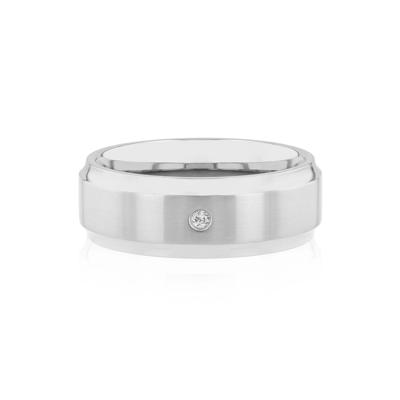 Men's Diamond Band in Stainless Steel, 8MM