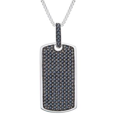 Black Diamond Dog Tag Pendant in Sterling Silver (1 ct. tw.)