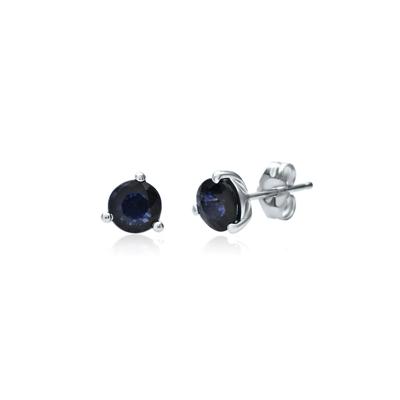 Blue Sapphire Earrings in 10K White Gold