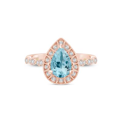 Pear-Shaped Blue Topaz and Diamond Engagement Ring in 14K Rose Gold (1/4 ct. tw.)