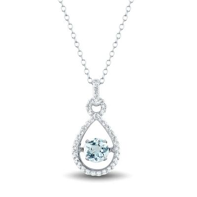 The Beat of Your Heart® Aquamarine & Lab Created White Sapphire Pendant in Sterling Silver