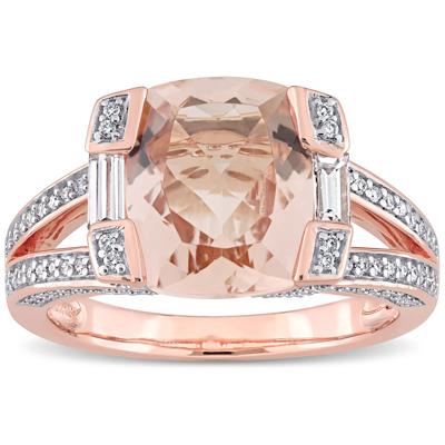Morganite and Diamond Ring in 14K Rose Gold (1/2 ct. tw.)