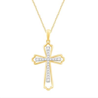 Diamond Cross Pendant in 10K Yellow Gold (1/5 ct. tw.)