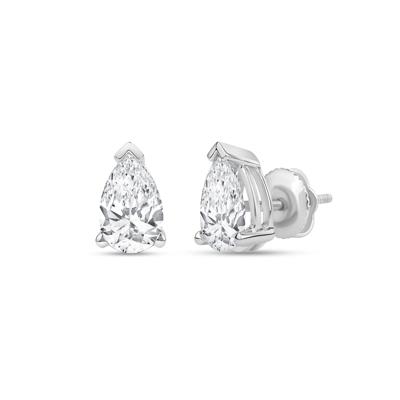 Lab Grown Diamond Pear-Shaped Solitaire Stud Earrings in 14K White Gold (2 ct. tw.)