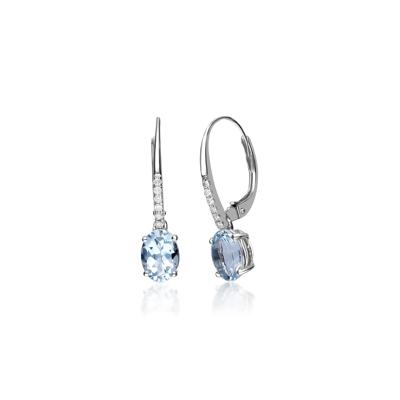 Aquamarine and Diamond Accent Drop Earrings in 10K White Gold