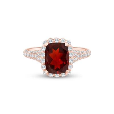 Trista Garnet and Diamond Engagement Ring in 14K Rose and Yellow Gold (5/8 ct. tw.)