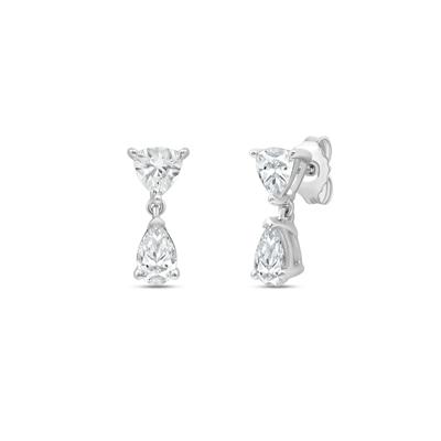 Lab Grown Diamond Trillion and Pear-Shaped Drop Earrings in 14K White Gold (2 ct. tw.)