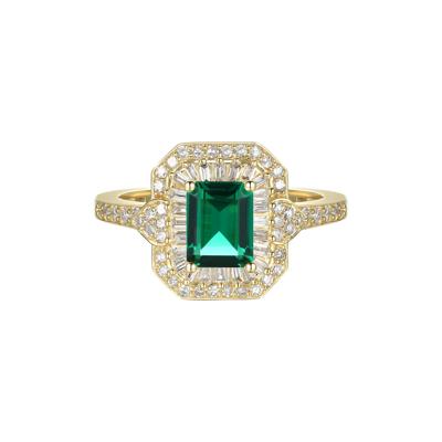 Emerald & 3/8 ct. tw. Diamond Ring in 10K Yellow Gold