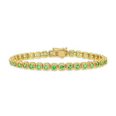 Green Tsavorite Bracelet in 14K Yellow Gold