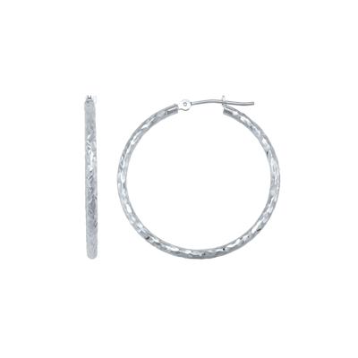 Diamond-Cut Hoop Earrings in 14K White Gold